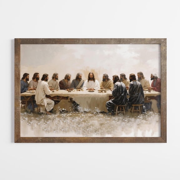 The Last Supper White Floral Style Bible Scene Home Decor Art