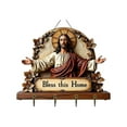 thumbnail image 1 of The Last Supper Wooden Key Rack, Religious Wall-Mounted Key Holder with Hooks, Faith-Based Home Entryway Organizer, 1 of 5