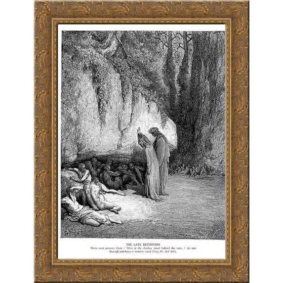 The Late Repenters 24x20 Gold Ornate Wood Framed Canvas Art by Gustave Dore