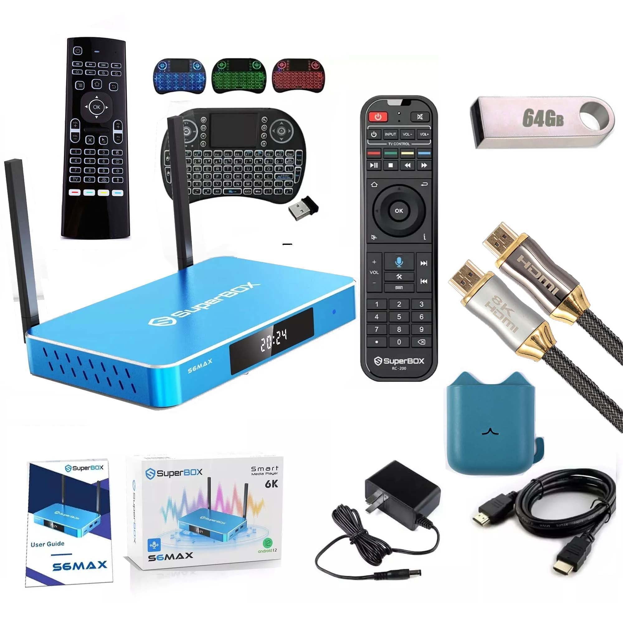 SuperBox S6 MAX 6th Gen Retail Packaging with HD Cable, USB Flash Drive Streaming Media Player