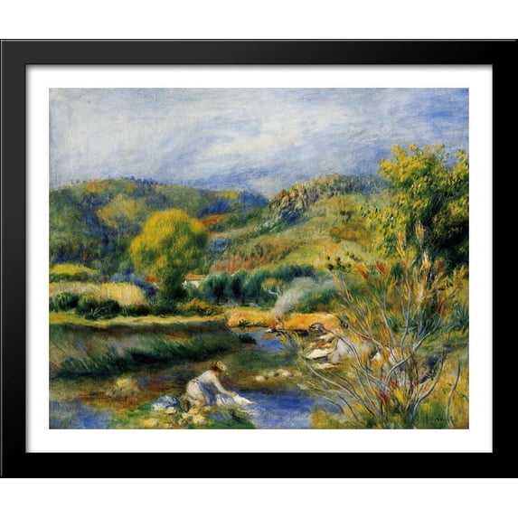 The Laundress 34x28 Large Black Wood Framed Print Art by Pierre Auguste Renoir