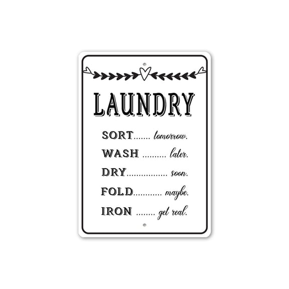 The Laundry List Aluminum Metal Decor Sign - 4x18 inches