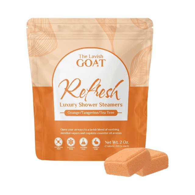 The Lavish Goat, Refresh Menthol Infused Orange Scent Shower Steamers
