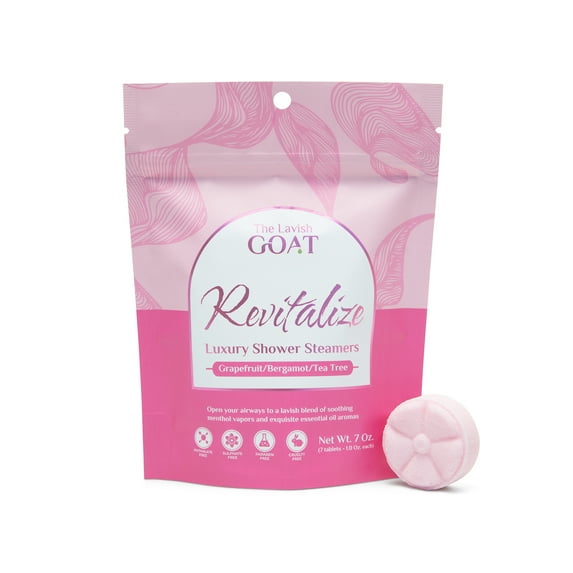 The Lavish Goat, Revitalize Menthol Infused Grapefruit Scent Shower Steamers, 7 Pack
