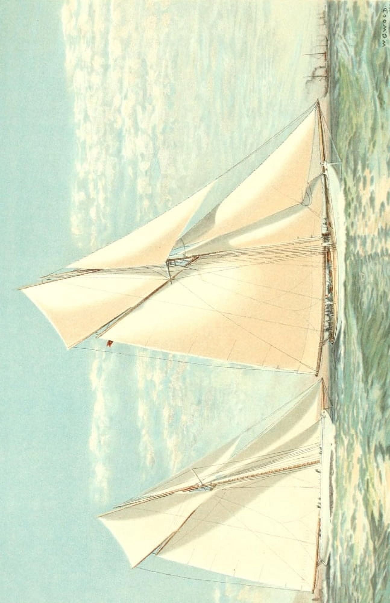The Lawson History of the Americas Cup 1902 Defender & Valkyrie III Canvas Art - Worden G Wood (18 x 24)