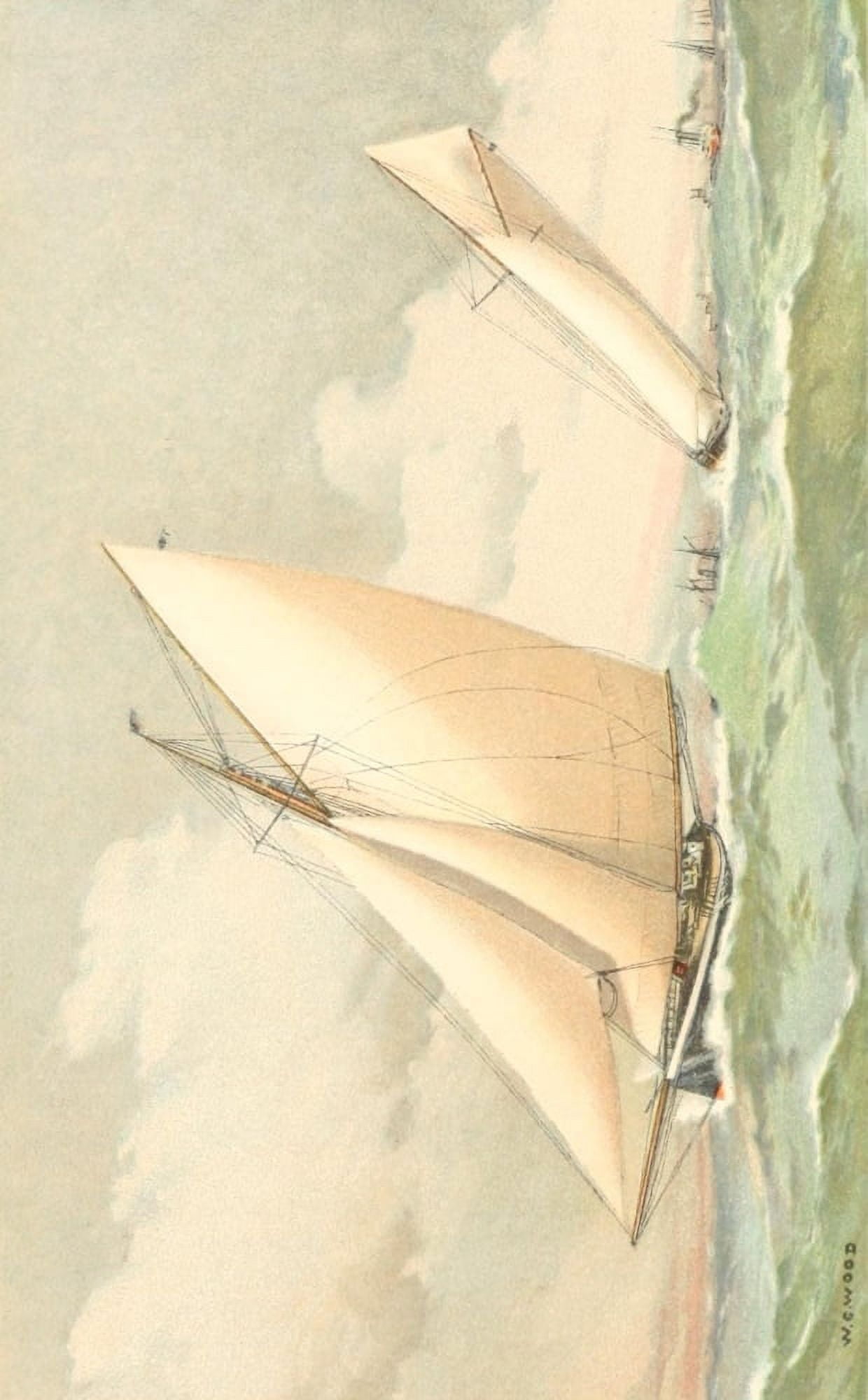 The Lawson History of the Americas Cup 1902 Puritan & Genesta Canvas Art - Worden G Wood (18 x 24)