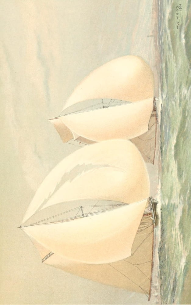 The Lawson History of the Americas Cup 1902 Vigilant & Valkyrie II Canvas Art - Worden G Wood (18 x 24)