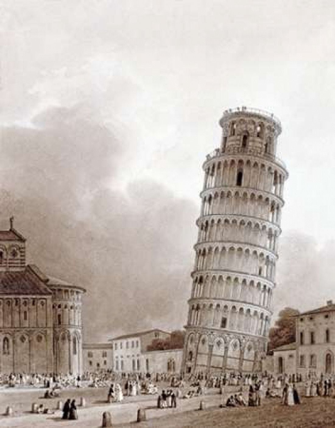 The Leaning Tower Canvas Art - Jean Baptiste Isabey (24 x 30)
