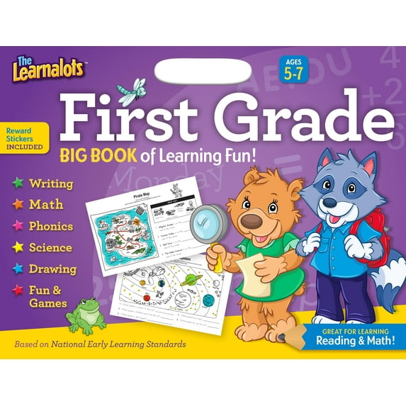 The Learnalots First Grade Ages 5-7 Big Book of Learning Fun! : Great for Learning Reading & Math! (Paperback)