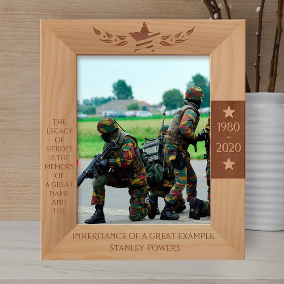 The Legacy Of Heroes Is The Memory Of A Great Name And The Inheritance Of A Great Example Personalized Wooden Frame 8" x 10" Brown (Vertical)