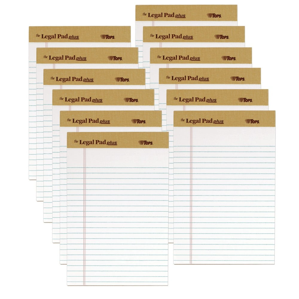 TOPS 71500 The Legal Pad Plus 5 in. x 8 in. Narrow Ruled Perforated Pads - White (1-Dozen)