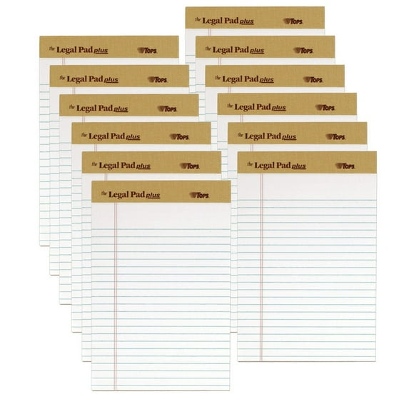 TOPS 71500 The Legal Pad Plus 5 in. x 8 in. Narrow Ruled Perforated Pads - White (1-Dozen)