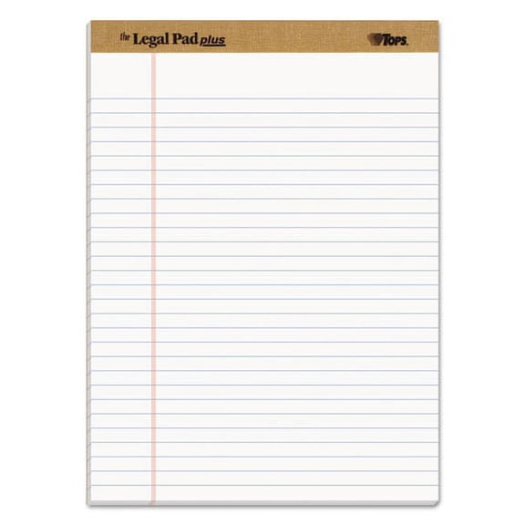 "the Legal Pad" Plus Ruled Perforated Pads With 40 Pt. Back, Wide/legal Rule, 50 White 8.5 X 11.75 Sheets, Dozen