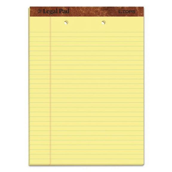 """The Legal Pad"" Ruled Perforated Pads, Wide/legal Rule, 50 Canary-Yellow 8.5 X 11.75 Sheets, Dozen | Bundle of 2 Dozen"