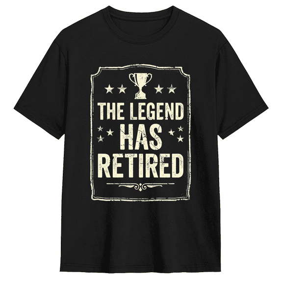 The Legend Has Retired Trophy Vintage Graphic Tee For Men, Grandparent Fun Cotton Short Sleeves T-Shirt