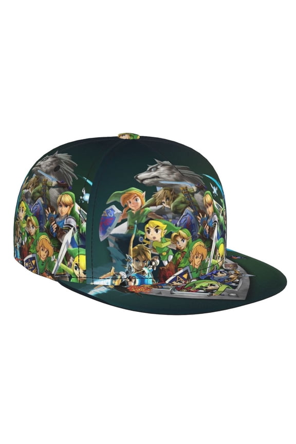 The Legend Of Zelda Baseball Cap For Men, Women & Kids, Classic Flat Brim Hat Hip Hop Trucker Hat Adjustable Snapback Hat