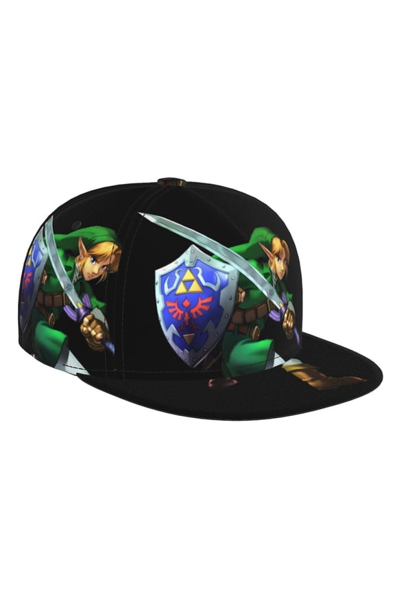 The Legend Of Zelda Baseball Cap For Men, Women & Kids, Classic Flat Brim Hat Hip Hop Trucker Hat Adjustable Snapback Hat