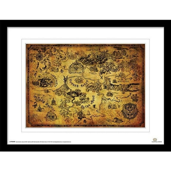 The Legend Of Zelda Hyrule Map Framed Art Print