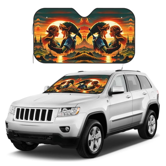 The-Legend-Of-Zelda Sun Shade, Car Front Window Shades Sunshade, Cover Sun Visor Shield Block Automotive Interior Protector Blocks For Most Car Sunshade