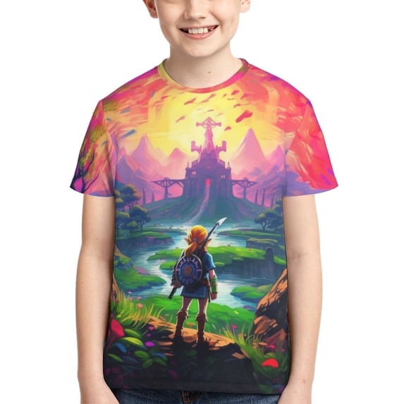 The Legend Of Zelda Teen T-Shirt Crewneck Short Sleeve Double-Sided Print Summer Tee Shirts Top For Youth Boys Girls Children Large
