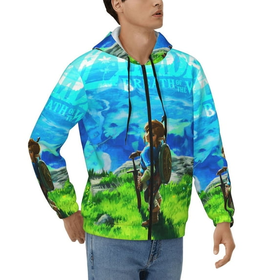 The Legend of Zelda Breath of the Wild Sweatshirt For Mens Fashion Hoodies Zipper Coat Jacket With Pockets Athletic Daily Hoody Hooded Gift