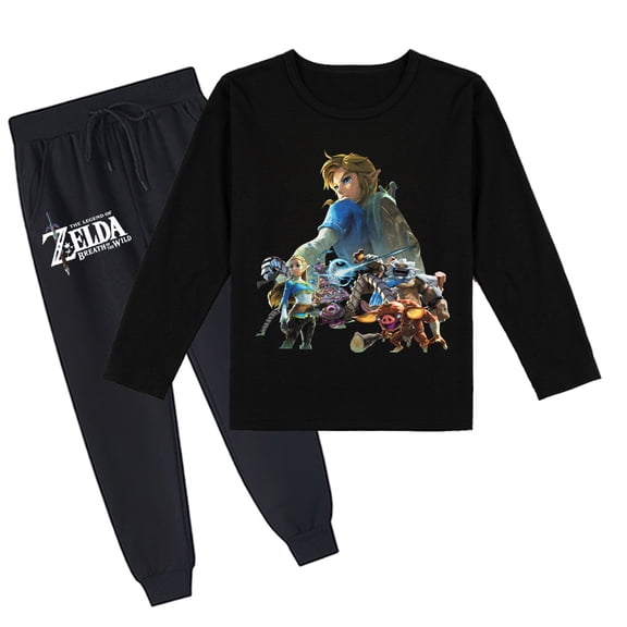 The Legend of Zelda Children's Comfy Long Sleeve T-shirt and Pant Ensemble, Breathable, Spring Autumn, Prints