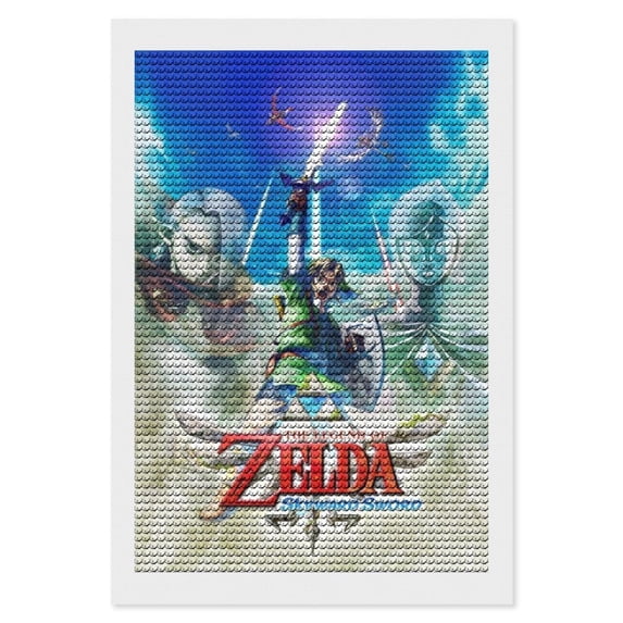 The Legend of Zelda Diamond Art Kits for Adults Diamond Art Gem Art Painting Full Drill Round Art Gem Painting Kit for Home Wall Decor 8"x12"