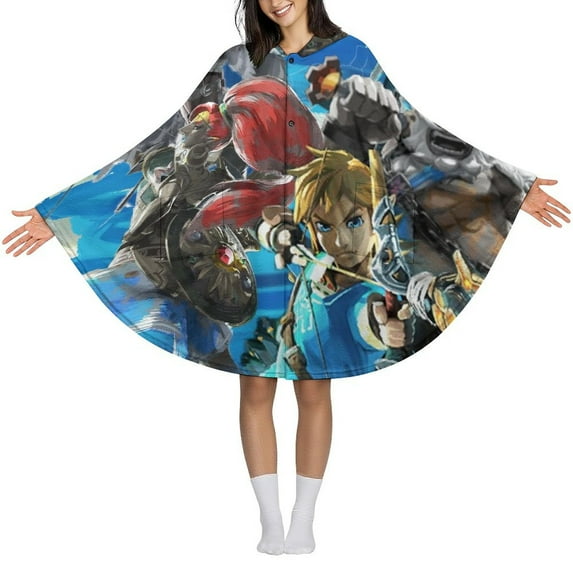 The Legend of Zelda Flannel Wearable Blanket, Warm Shawl Blanket Comfy Poncho Throw with Buttons for Women And Men
