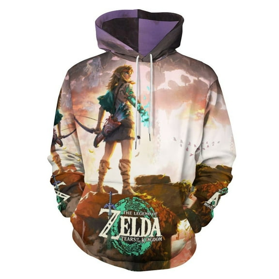 The Legend of Zelda Hoodies for Men Women 3D Print Pullover Novelty Hooded Sweatshirt Hoodies with Big Pockets S