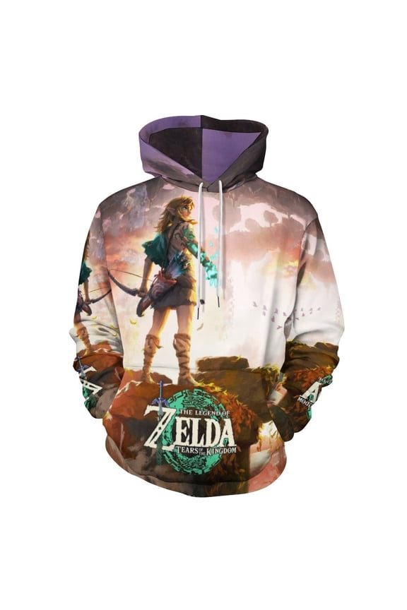 The Legend of Zelda Hoodies for Men Women 3D Print Pullover Novelty Hooded Sweatshirt Hoodies with Big Pockets S