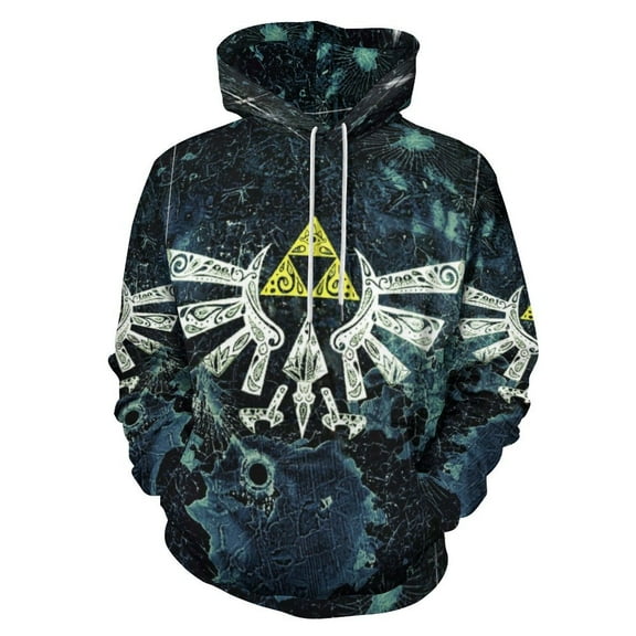 The Legend of Zelda Hoodies for Men Women 3D Print Pullover Novelty Hooded Sweatshirt Hoodies with Big Pockets S