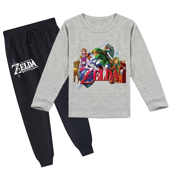 The Legend of Zelda Kids' Comfy Long Sleeve T-shirt & Pants Set, Breathable for Spring Autumn, Unisex with Prints