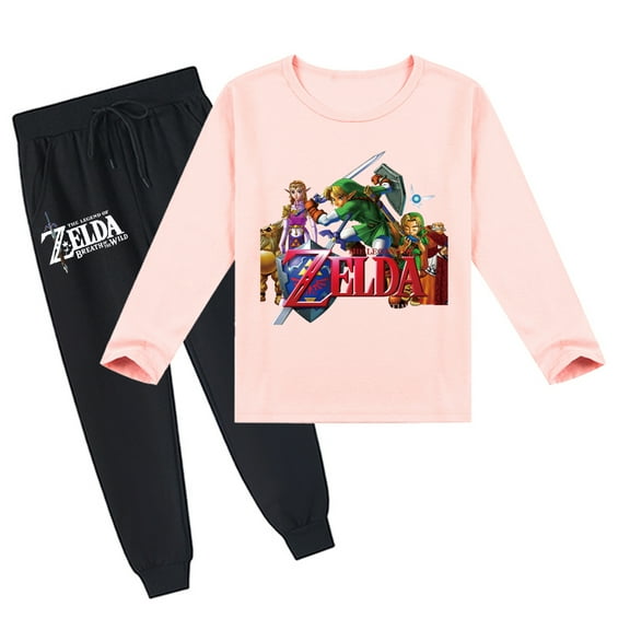 The Legend of Zelda Kids' Comfy Long Sleeve T-shirt & Pants Set, Breathable for Spring Autumn, Unisex with Prints
