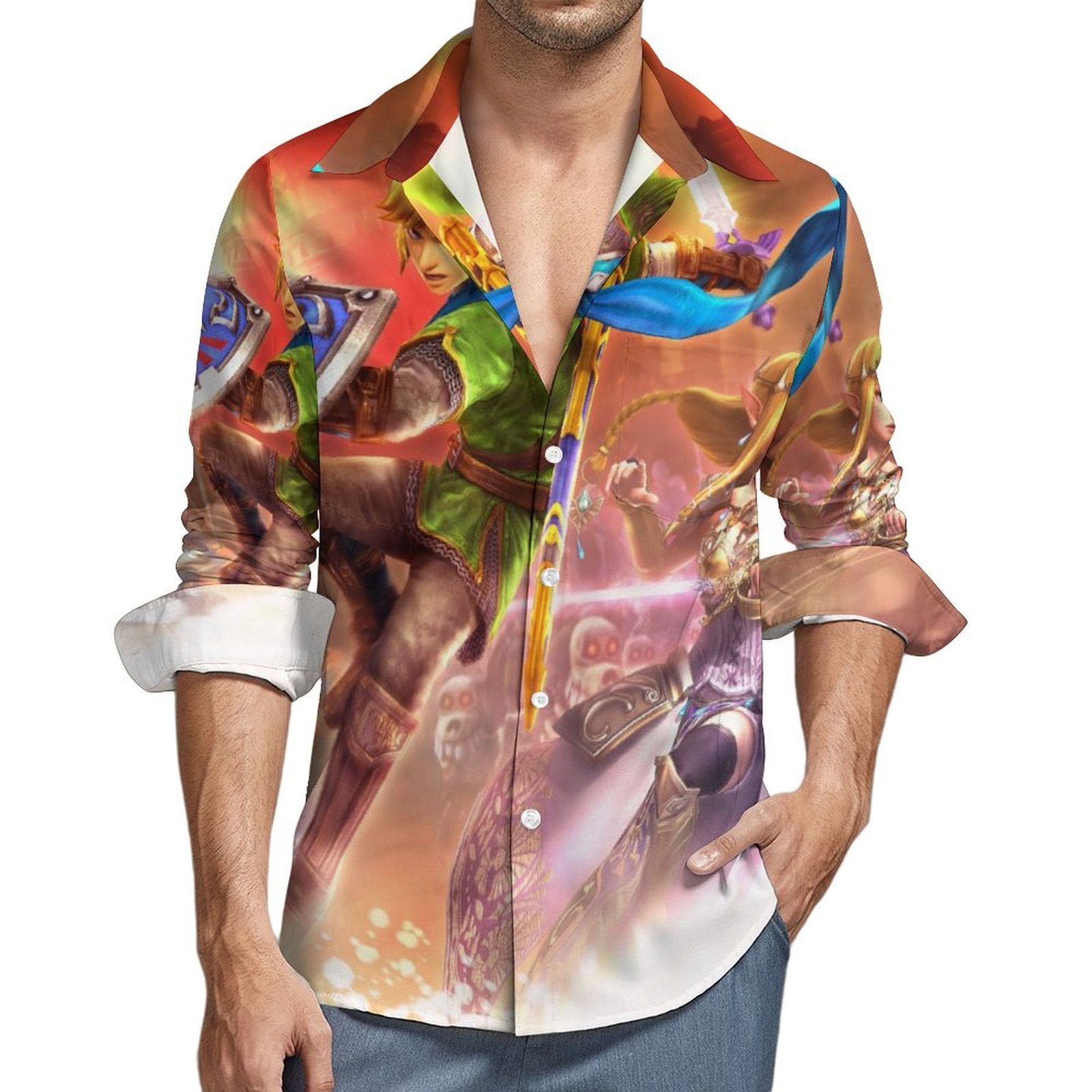 Merch Link The Legend of Zelda Link's Awakening Button Down Shirts For Mens Daily ...
