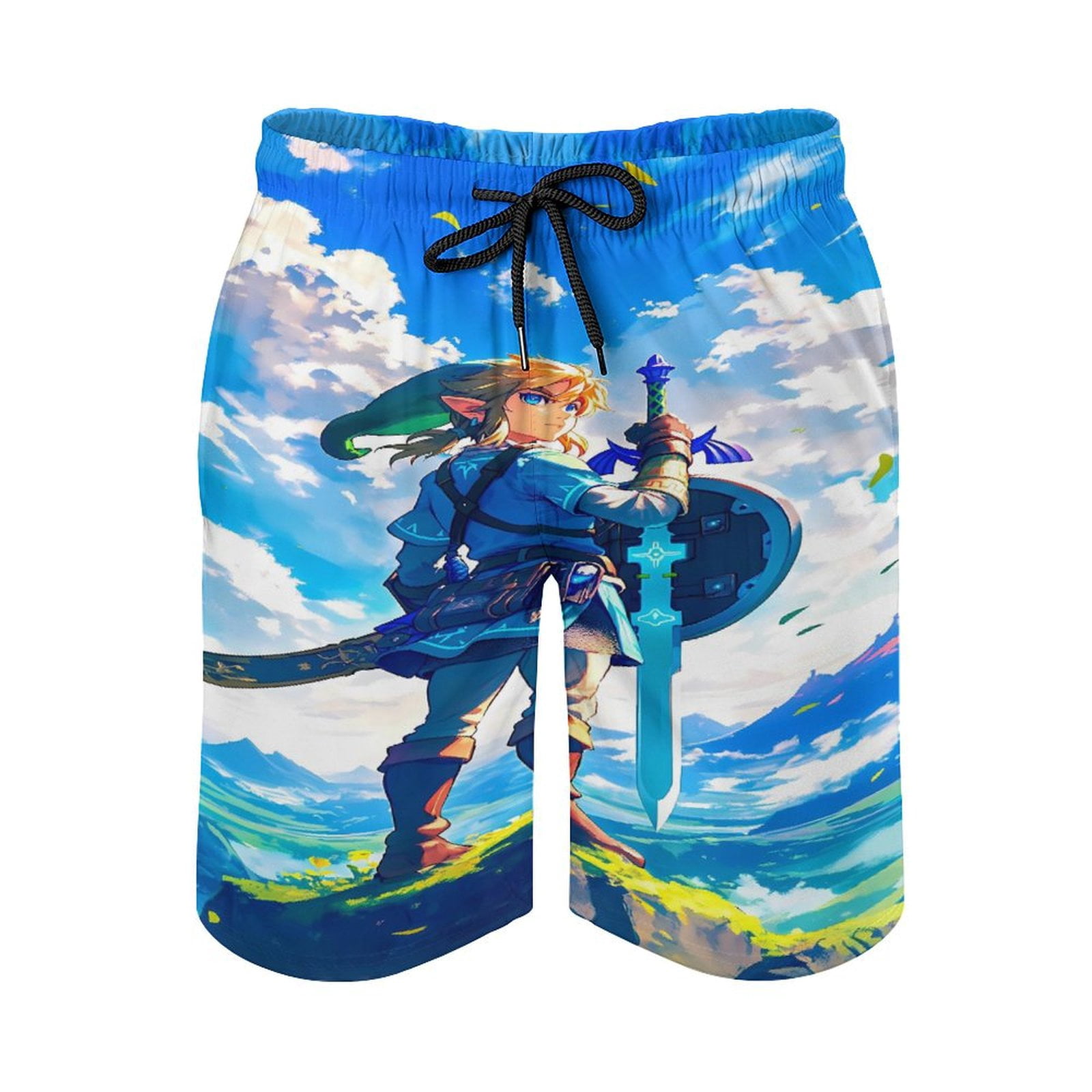 The Legend of Zelda Men's Shorts Quick Dry 3D Printed Beach Men's Swim Trunks with Pockets Mesh Lining Bathing Beachwear M