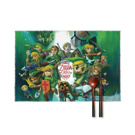 The Legend of Zelda Placemats Set of 4, Washable Decorative Place Mats, Dining Table Placemats for Home Kitchen Party Banquets 12 X 18 Inch