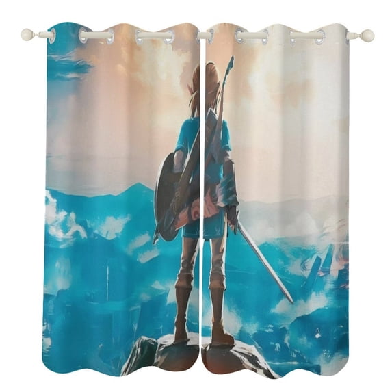 Legendzelda Print Perforated Curtains Living Room Bedroom Blackout Noise Reduction Curtains 2 Panels for Bedroom Dining Living Room 52"x84"