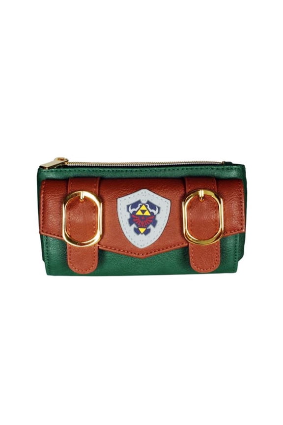 The Legend of Zelda Shield Logo Zip Top Snap Close Clutch Wallet