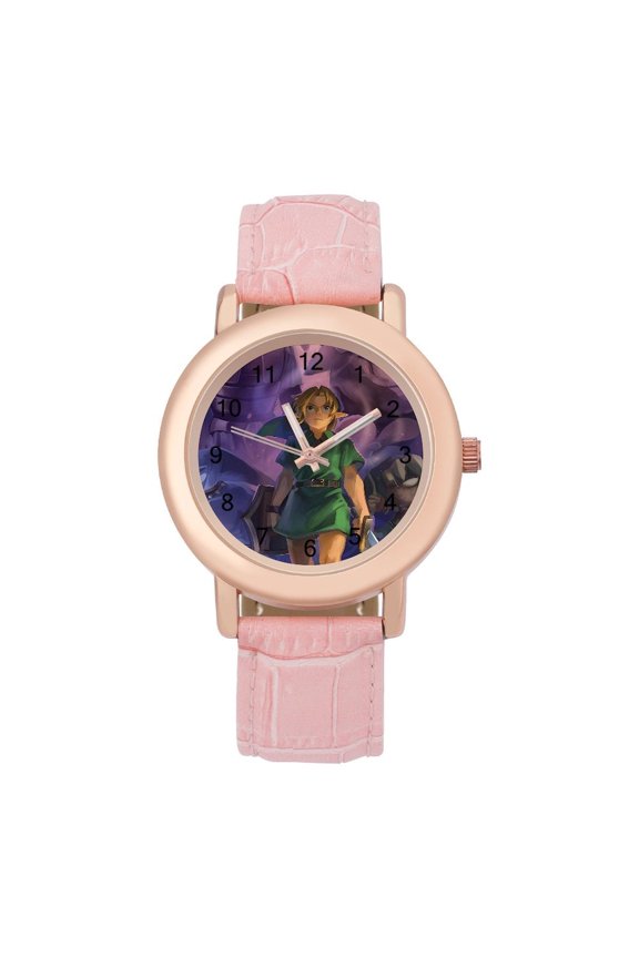 The Legend of Zelda Soft Leather Strap Watch Adult Classic Ladies Leather Strap Wrist Watch Adjustable Fit for Wrist Sizes 5.7" to 8.7"