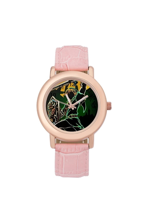 The Legend of Zelda Watch, Soft Leather Strap Watch Adult Classic Ladies Leather Strap Wrist Watch Adjustable Quartz Watch Fit for Wrist Sizes 5.7" to 8.7"