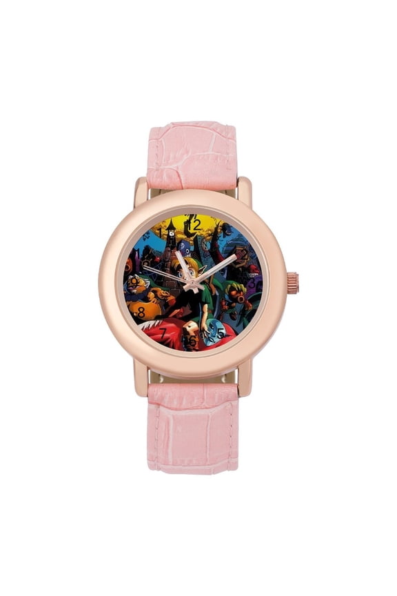 The Legend of Zelda Soft Leather Strap Watch Adult Classic Ladies Leather Strap Wrist Watch Adjustable Fit for Wrist Sizes 5.7" to 8.7"