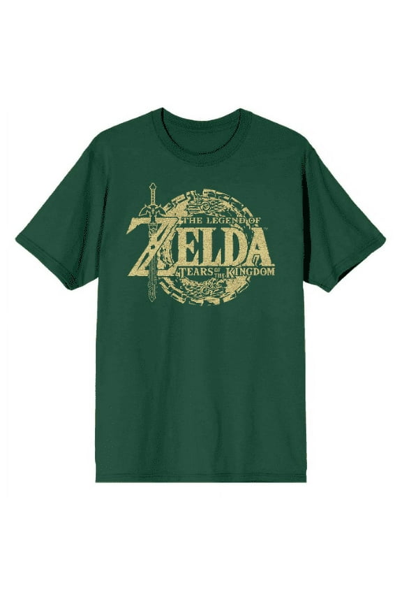 The Legend of Zelda Tears of the Kingdom Adult Green Crew Neck Short Sleeve Tee-Medium