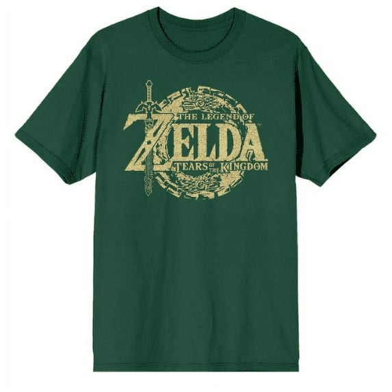 The Legend of Zelda Tears of the Kingdom Adult Green Crew Neck Short Sleeve Tee-Small