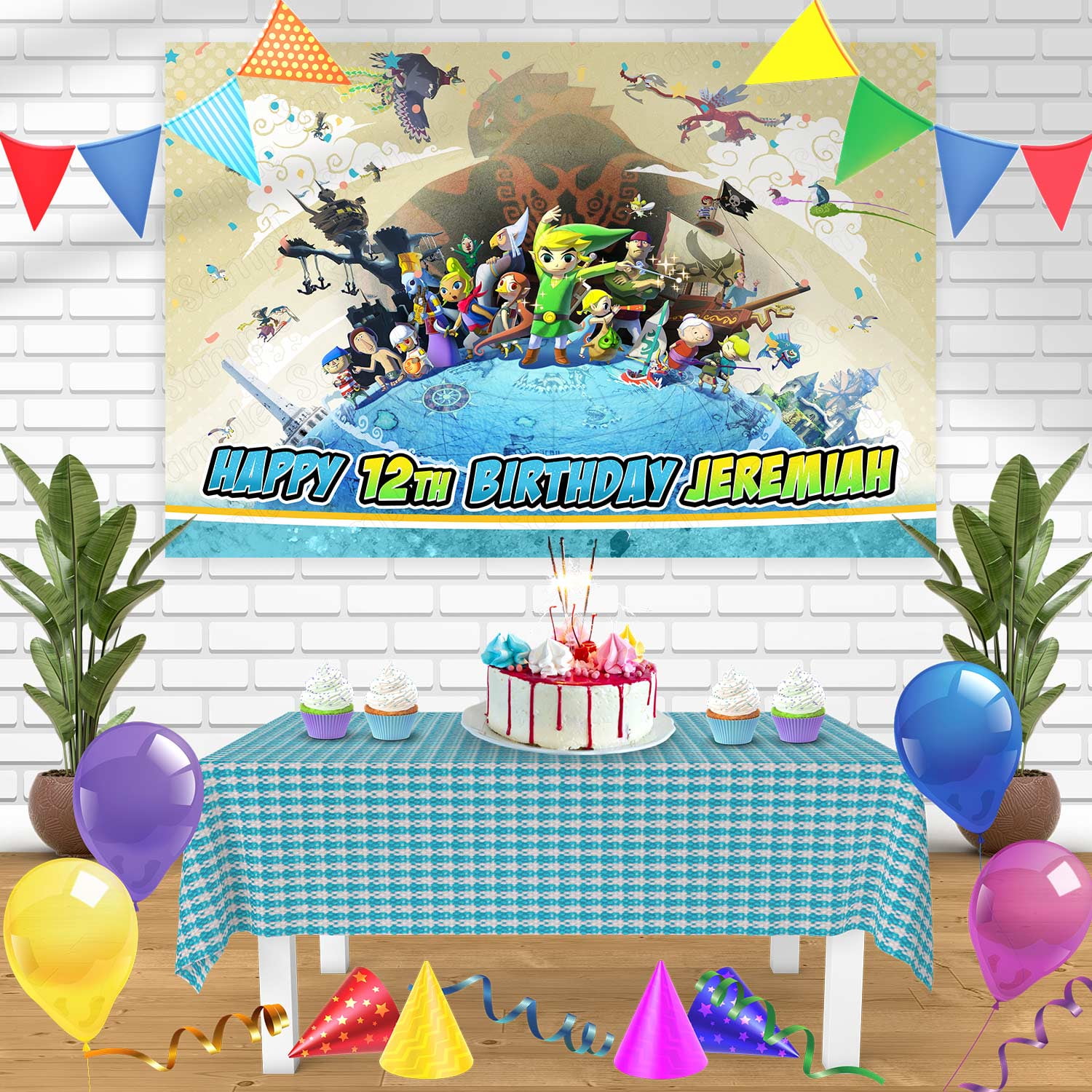 Legend Game Party Decorations Set, Zelda Theme Birthday Supplies Include  Banner, Balloons, Cake Topper and Classic Zelda Party Honeycomb for Boys  and