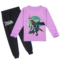 The Legend of Zelda Unisex Children's Long Sleeve T-shirt Outfit with Pants, Breathable, Spring Autumn