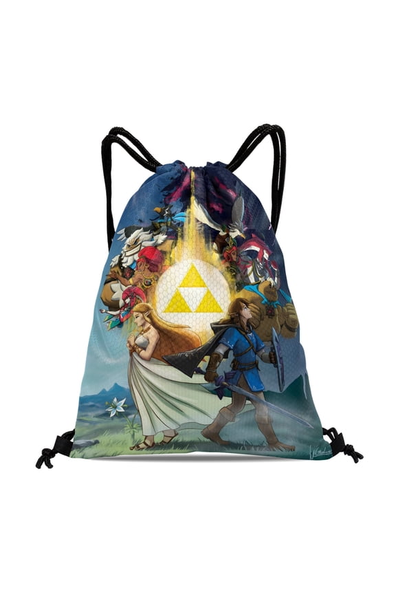 The Legend of Zelda-theme Drawstring Backpack Sports Gym Bag Water Resistant String Bag Cinch Bag12''X16''30X40cm