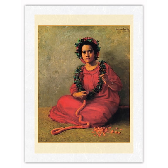 The Lei Maker - From an Original Color Painting by Theodore Wores c.1901 - Japanese Unryu Rice Paper Art Print (Unframed) 18 x 24 in