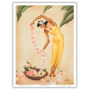 The Leimaker - Vintage Hawaiian Airbrush Art by Gill c.1940s - Master Art Print (Unframed) 9in x 12in