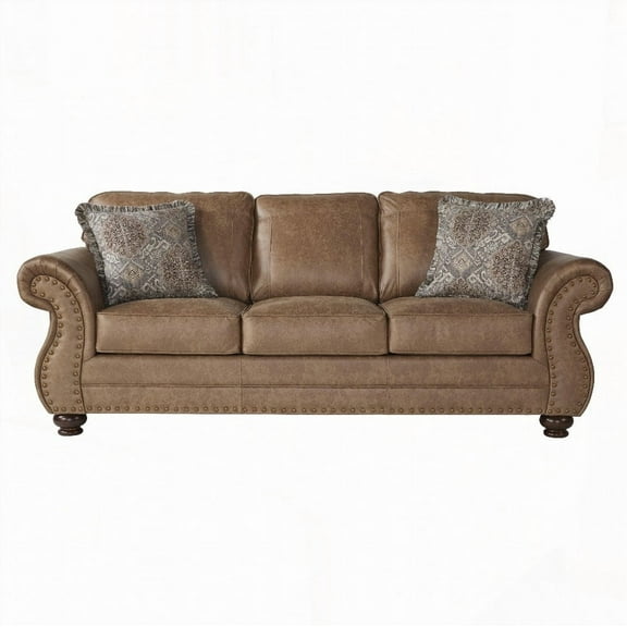The Leinster Sofa with Antique Bronze Nailheads in Medium Ginger Brown
