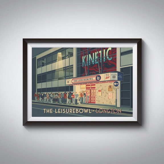 The Leisurebowl Longton Stoke Nightclub 90s Rave Art, Unframed Paper Poster 8x10in